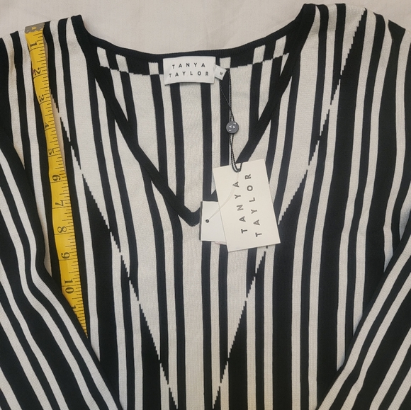 NWT TANYA TAYLOR S Black White Stripe Johnny Sweater Women - Picture 16 of 16